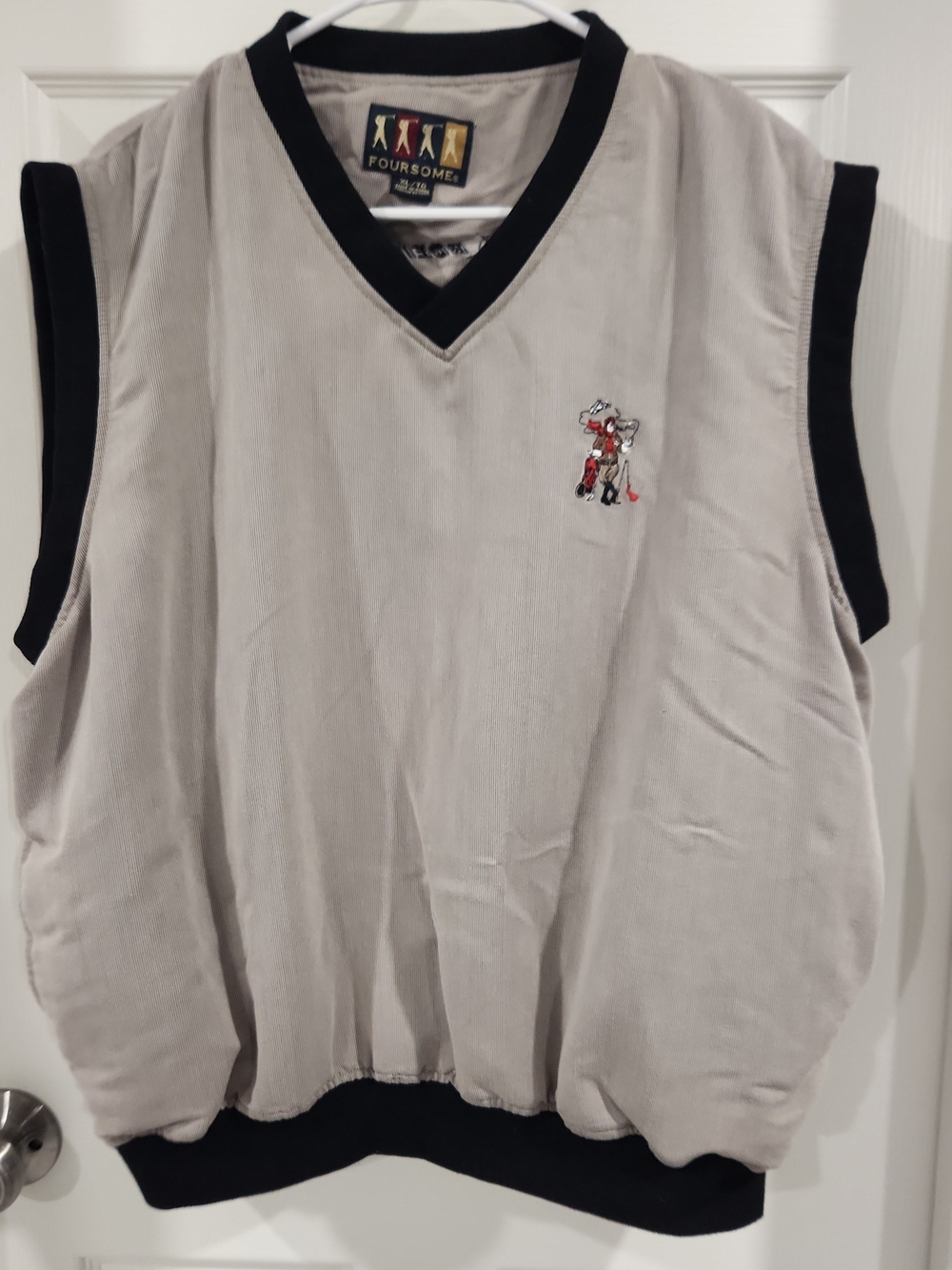 Vintage Foursome Pullover Golf Vest XL Tan Cold-Weather Golf Logo Boeing on Back